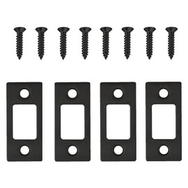 QIYUDA 4 Pack Door Lock Strike Plate 1" x 2 1/4", Black Deadbolt Strike Plates for Exterior Doors