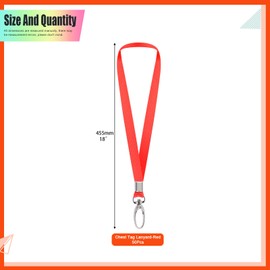 Tanstic 50Pcs Red Lanyards Kit, Flat Lanyard Bulk with Swivel Hook Clip for Office ID Badges Key Chains