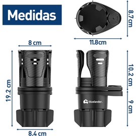 Bluelander Portavasos para Auto, Doble, Ajustable para Bebidas, Multifuncional, Compatibilidad Universal, Organizador de Celular, Gafas, Monedas, Color Negro