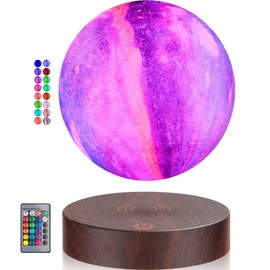 Levitating Moon Lamp, Magnetic Floating Galaxy Moon Light with 16 Colors LED Lighting, Spinning 3D Moon Lamp Rotating Night Lights for Room Decor, Office Desk Toys, Creative Gifts