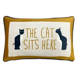 furn. Kitta Sits Here Cushion Cover, Polyester, Ochre,30 x 50cm