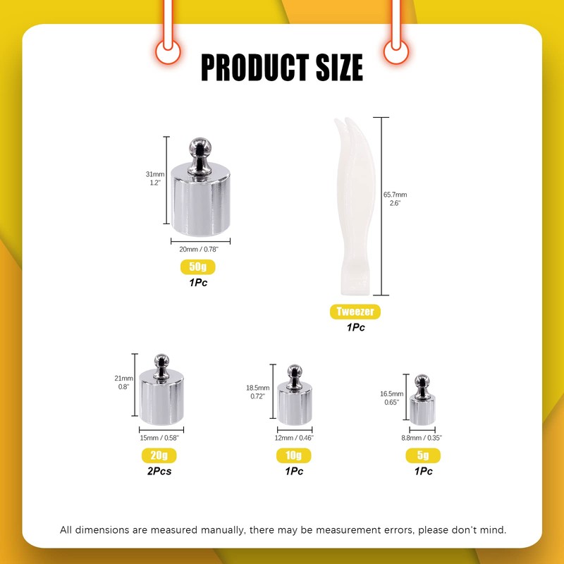 Mardatt 6 Pcs Precision Scale Calibration Weight Set, 5g 10g