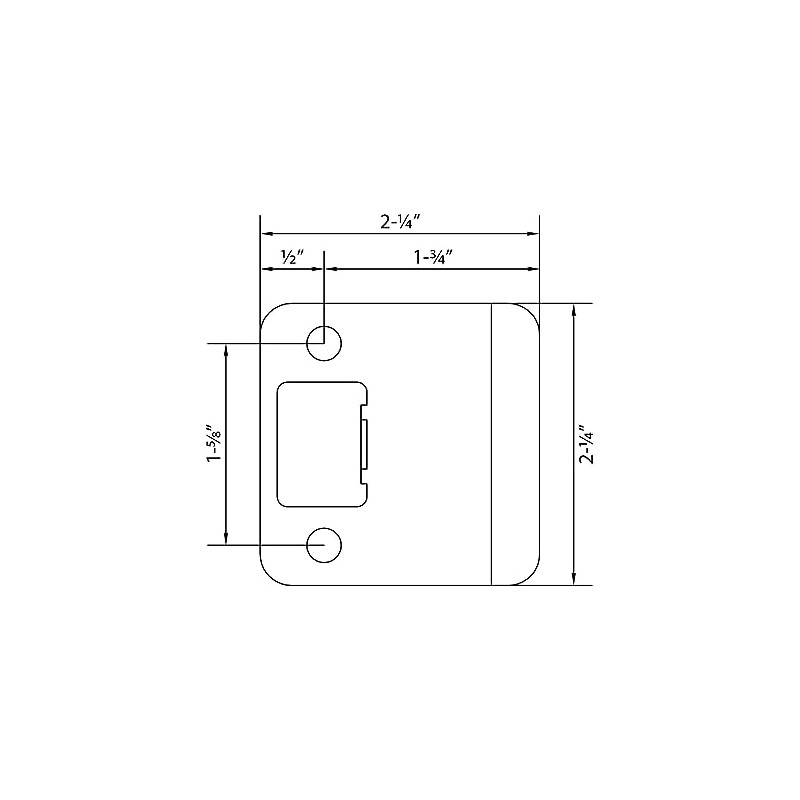 Round Corner Extended Lip Strike, 2-1/4" x 1-3/4", (2-1/4" Overall