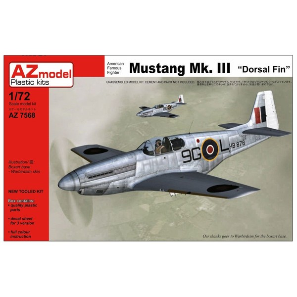 AZ Model AZM7568 1/72 Mustang Mk.3 Dosalfin Plastic Model
