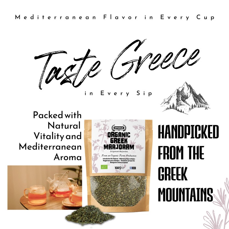 APSOGO Organic Marjoram Herbal Tea - Premium Greek Loose Leaf