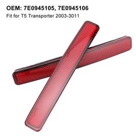 Aramox 1 Pair Rear Bumper Reflector Assembly Light for T5 Transporter 2003-2011,OEM: 7E0945105, 7E0945106(Red)