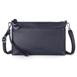 befen Genuine Leather Crossbody Bags for Women Small Cross Body Phone Bag Navy Blue Handbag RFID Wristlet Purse with Multiple Pockets