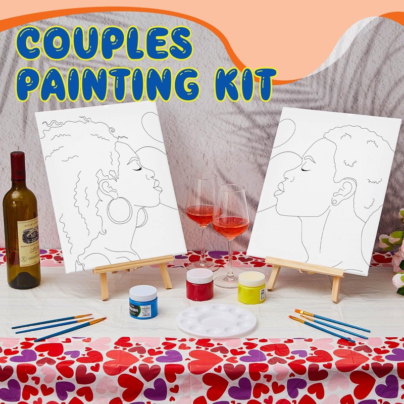 Yeaqee 13 Pcs Valentines Sip and Paint Kit for Couples