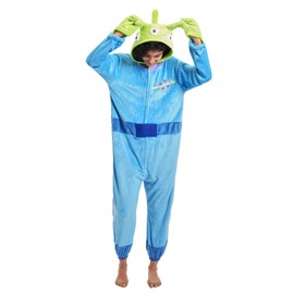 VEULENT Adult Onesie Pajamas Unisex Animal One-Piece Cartoon Costume Cosplay Homewear Sleepwear Partywear For Men Women(Alien, X-Large)