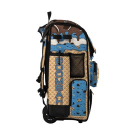 Boombah Superpack Hybrid Rolling Bat Bag - Wheeled & Backpack Version - Ice Cream Monster Cookie Gold/Columbia Blue/Brown