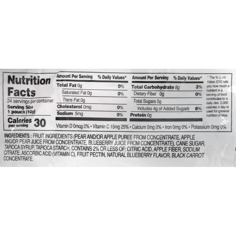 Shefa Blueberry Flavor Real Fruit Sticks (24 Count) | Dye