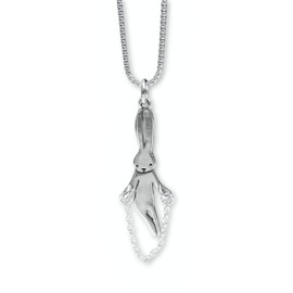 Mark Poulin Rabbit Necklace - Pewter Pendant for Women and Girls - Jumprope Charm on 16-20 Inch Adjustable Stainless Steel Box Chain