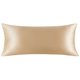 Mellanni Pure Silk Pillowcase Body Size - Perfect for Hair and Skin, Preventing Wrinkles - Easy Care - Naturally Cooling Silk Pillow Cover with Hidden Zipper (Body 20" x 54", Gold)