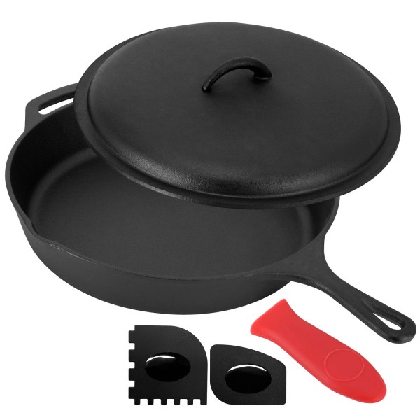 MegaChef 12 Inch Pre-Seasoned Cast Iron Skillet with Cast Iron