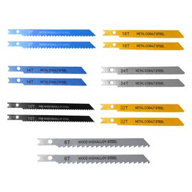Saihisday 14PCS U-Shank Jigsaw Blades Jig Assortment for Wood Metal Plastic PVC Cutting Jig Saw Blade Set 6T, 8T, 10T, 14T, 18T, 24T, 32T