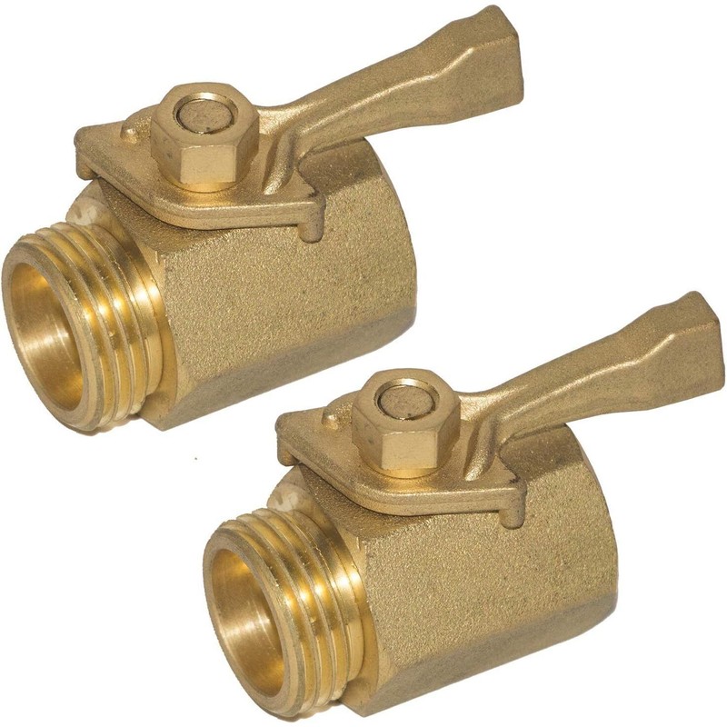 Hourleey 2 Pack Solid Brass Garden Hose Shut Off Valve