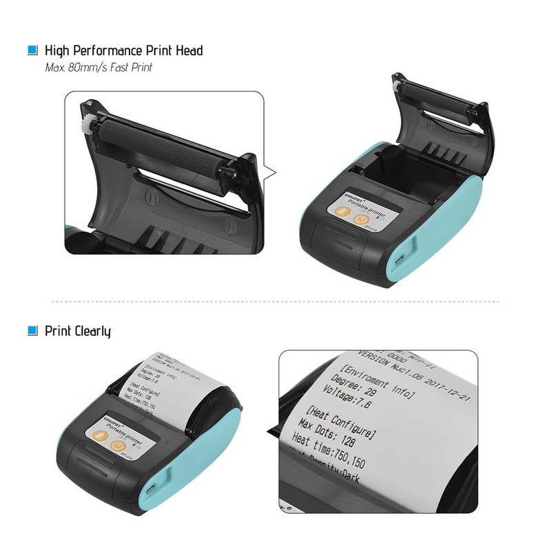 Sunydog Receipt Thermal Printer Portable Thermal Printer Pt-210 Receipt Printer