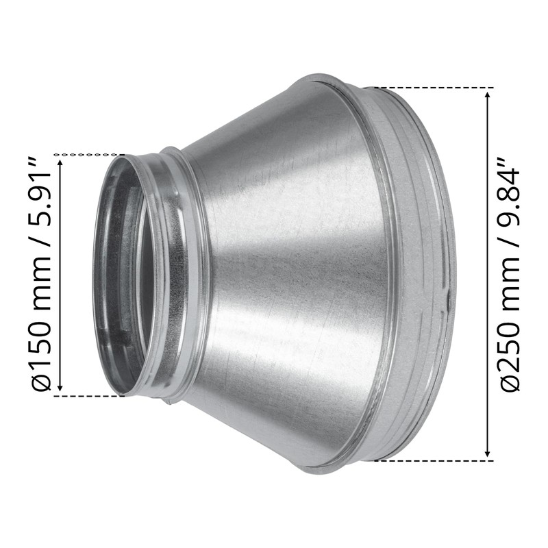 HVAC OV 10" to 6" Inch Round Duct Reducer -