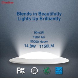 Chasikeo 4 Pack 5/6 Inch LED Disk Lights, Dimmable Flush Mount Ceiling Disc Lights, 2700K/3000K/3500K/4000K/5000K 5CCT Selectable, Low Profile Surface Mount Ceiling Light, 14.8W, 1150LM, CRI90, UL/FCC