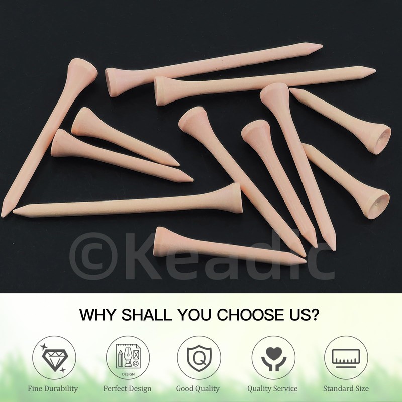 Keadic 180Pcs Wood Golf Tees Assortment Set, 1-5/8” 3-1/4" 2-3/4"