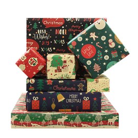 2023 Newest Kraft Christmas Wrapping Paper 8 Sheets in 8 Designs Folded Flat 20x28 inches per sheet Assorted Christmas Gift Wrap Set With Jute String and Tag For Kids Girls Boys Families Friends