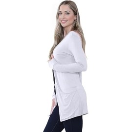 SXME MIGHT SAY Women's Casual Pocket Cardigan, Long Sleeve, Open Front, Waterfall Mid-Length, UK Plus Size (UK, Numeric, 8, 26, Regular, Regular, XXL (20-22), White)