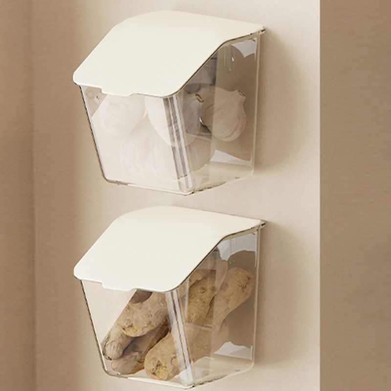 4PCS Kitchen Storage Box Wall Mount Plastic Food Container with