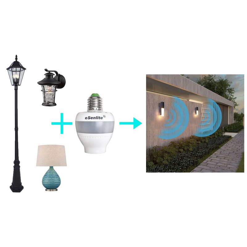 eSenlite Motion Sensor Light Socket Detector Screw Bulb Adapter