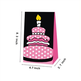 FFGJA 12pcs Pink Mouse Birthday Party Gift Bags Goodie Bags,Pink Mouse Party Supplies for Kids Birthday Decorations