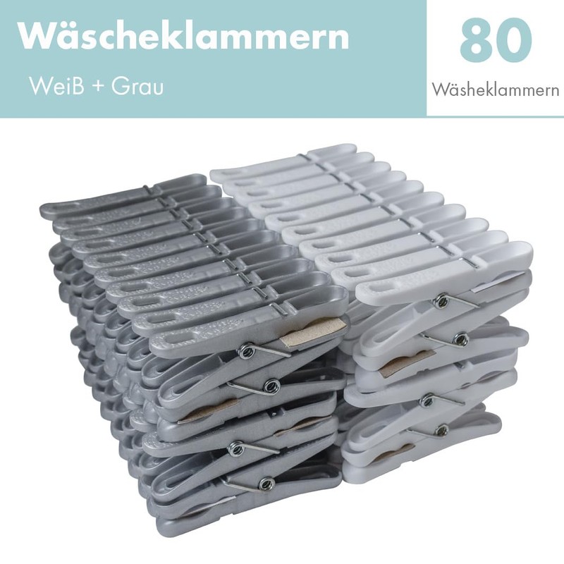 Laguelle 80 Plastic Clothes Pegs, Durable and Reusable, Ideal for