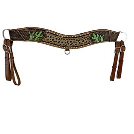 Showman Painted Cactus Leather Tripping Collar w/Cheetah Print Hair-On Inlay