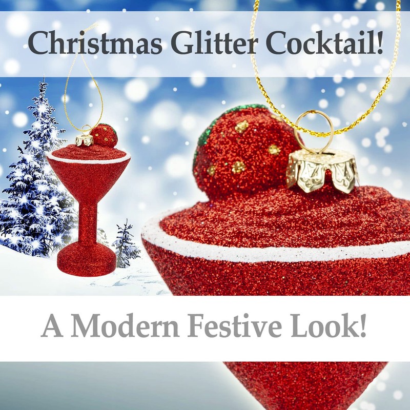 VFM - Red Glitter Cocktail Decoration Hand Painted Hanging Christmas