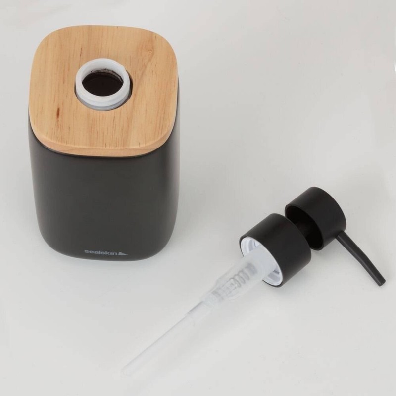 Sealskin Mind Soap Dispenser 200ml Cement Wood Detail Black