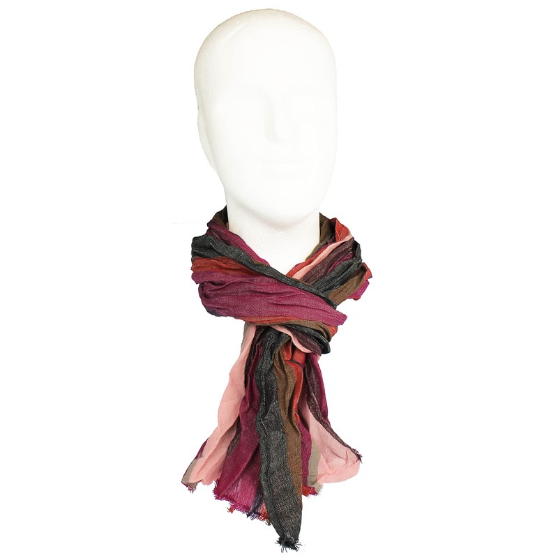 Wool Scarf Unisex Elegant Elegant Light Crinkle Look with Striped