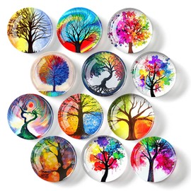 12Pcs Refrigerator Strong Magnet Life Tree Fridge Magnet Glass Fridge Magnet Decoration Whiteboard Dishwasher Kitchen Office Cabinet Home Decoration Travel Souvenirs