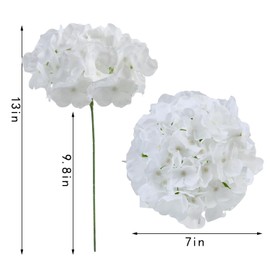 KISLOHUM 20Pcs Hydrangea Artificial Flowers Heads Fake Silk Flowers Full Silk Flowers with Stems Wedding Home Party Shop Baby Shower Decor (Pure White)