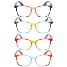 KLYNO-KLYNO Reading Glasses for Women/Men 4 Pack Rainbow Stylish Readers for Women/Men Lightweight Blue Light Reading Glasses+2.0