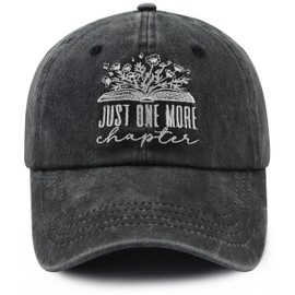 Book Accessories for Men Women, Just One More Chapter Hat, Bookish Gifts Baseball Cap, Christams Mothers Day Birthday Gifts for Book Lovers Dad Mom Black