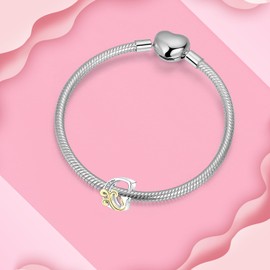 BIZK Women's Letter A-Z Charm Bead for Bracelet 925 Sterling Silver Charms Beads Suitable for Bracelet and Necklace Compatible with European Bracelets for Women Girls Friends, Sterling Silver