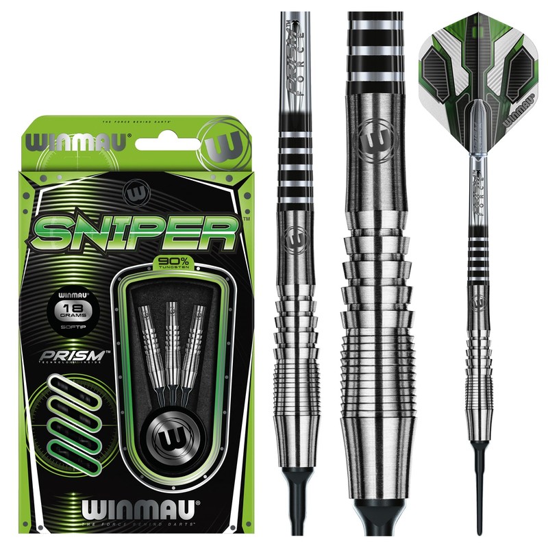 WINMAU Sniper 18 Gram Softip Tungsten Darts Set with Flights