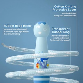 Cuerda de saltar para niños, cuerda de saltar trenzada de algodón ajustable con mango de madera para niños pequeños, fitness, ejercicio, actividades a