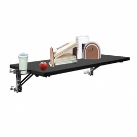 Jinharde Floating Balcony Railing Table，32 * 13inch，304 Stainless，Outdoor Indoor Wall Mounted Folding Table，Hanging Adjustable Deck Table for Laundry Room Balcony Office Kitchen Home ，Black