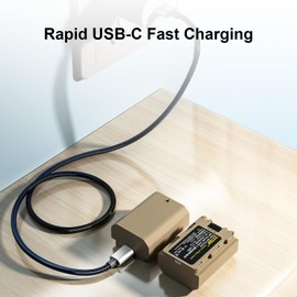 ZITAY NP-FZ100 2400mAh Rechargeable Battery with USB C for Sony Alpha 1, ZV-E1, FX3, A7R IV, A7R III, A7 III, A7C, A7C II, A6600, A6700, A9S