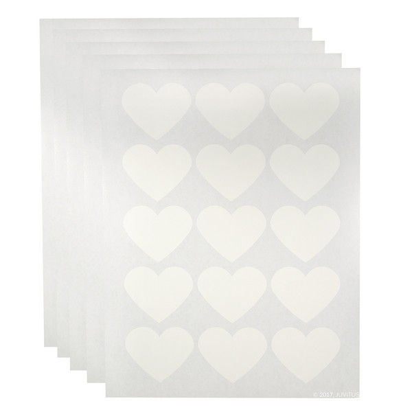 White Heart Waterproof Essential Oil Labels for Bottles and Jars