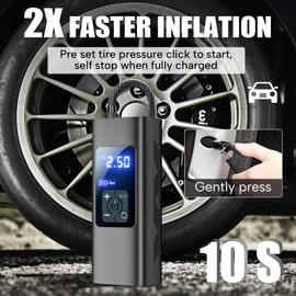 Tire Inflator Portable Air Compressor，Cordless Tire Inflator 150 PSI with Air Pump 3X Extension Hose,3X Faster Portable Air Pump for Cars