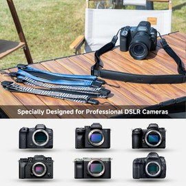 JJC Camera Shoulder Strap Quick Release Sling Strap for Canon Sony Nikon Fuji Cameras, Adjustable Camera Neck Belt Cross Body Strap with Quick Release Plate, Load Capacity 198lbs (Silver Grey)