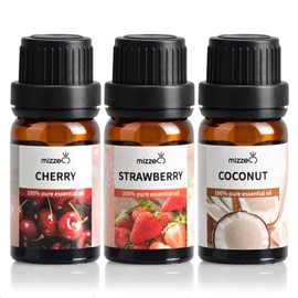 MIZZEO Fruity Essential Oil Set, Premium Pure & Natural Aromatherapy Essential Oils for Diffuser for Home, 3 * 10 ML Diffuser Oil Gift Set- Cherry,Strawberry,Coconut