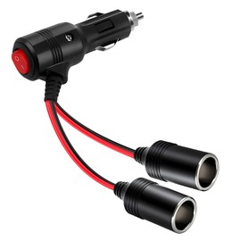Herfair Herfair Car Cigarette Lighter Splitter,2-Socket Cigarette Lighter Adapter Extension Plug Cord Power Charger Port for DC 12V 24V Car Vehicle 2-Way Splitter Y on/Off Switch (1 to 2)