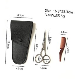 Mikinona Stainless Steel Eyebrow Scissors Set for Men Mustache Trimmer Hair Tools Beard Scissors Cutting Kit Storage Bag