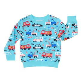Little Sleepies Long Sleeve Crewneck Sweatshirt for Boys, Viscose from Bamboo, To The Rescue, 12-18M